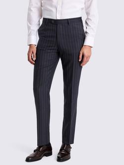 Moss Italian Tailored Fit Wool Pin-Stripe Suit Trousers, Navy, Navy
