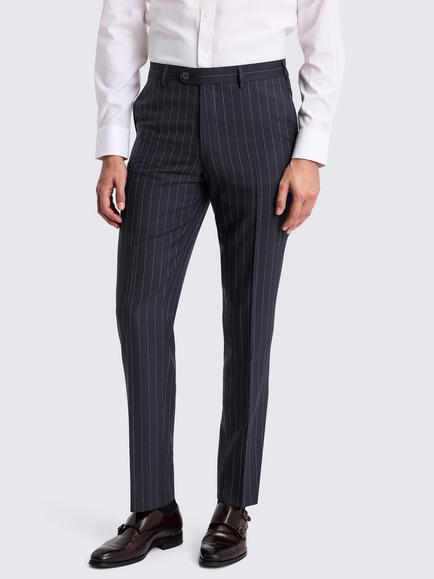 Moss Tailored Fit Italian Wool Stripe Suit Trousers, Navy, Navy