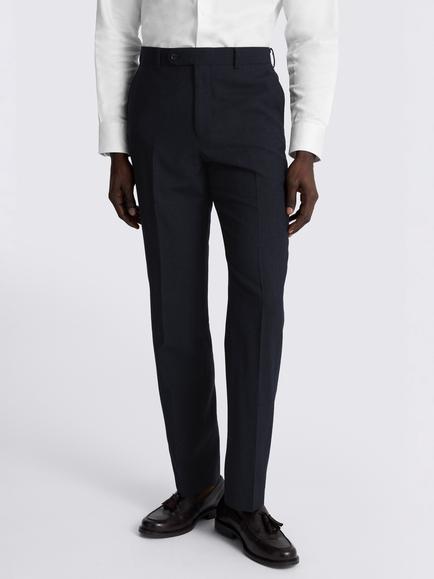 Moss Regular Fit Puppytooth Wool Blend Suit Trousers, Navy, Navy