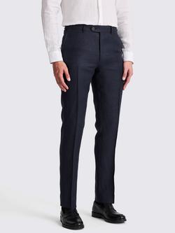 Moss Tailored Fit Linen Suit Trousers, Navy, Navy