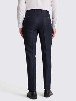 Moss Tailored Fit Linen Suit Trousers, Navy - view 2, Navy