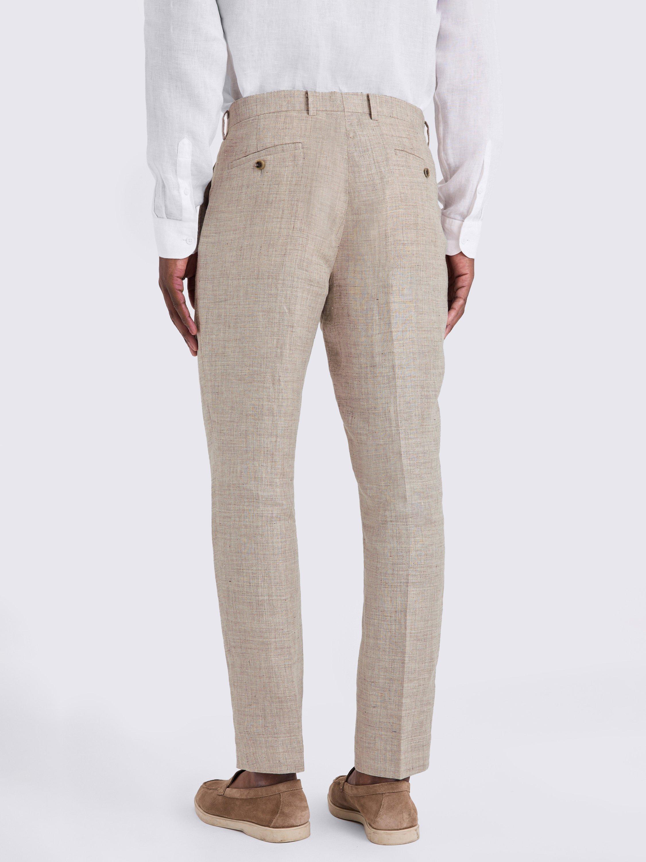 Product image 2 of 3, which shows Moss Tailored Fit Linen Suit Trousers, Oatmeal, 28R