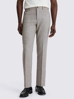 Moss Wool Five Pocket Flannel Trousers, Light Grey