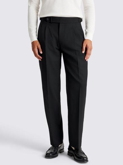 Moss Pleated Wool Trousers, Black