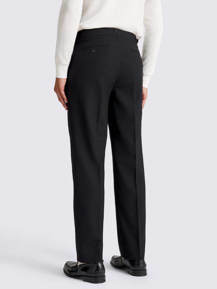 Moss Pleated Wool Trousers - view 2, Black