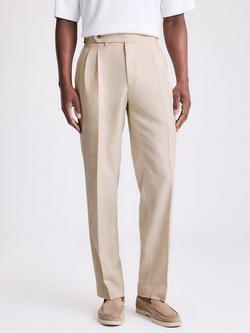 Moss Pleated Wool Trousers, Neutral