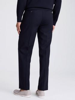 Moss Pleated Wool Trousers - view 2, Navy