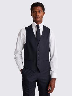 Moss Italian Tailored Fit Wool Waistcoat, Plain Blue, Plain Blue