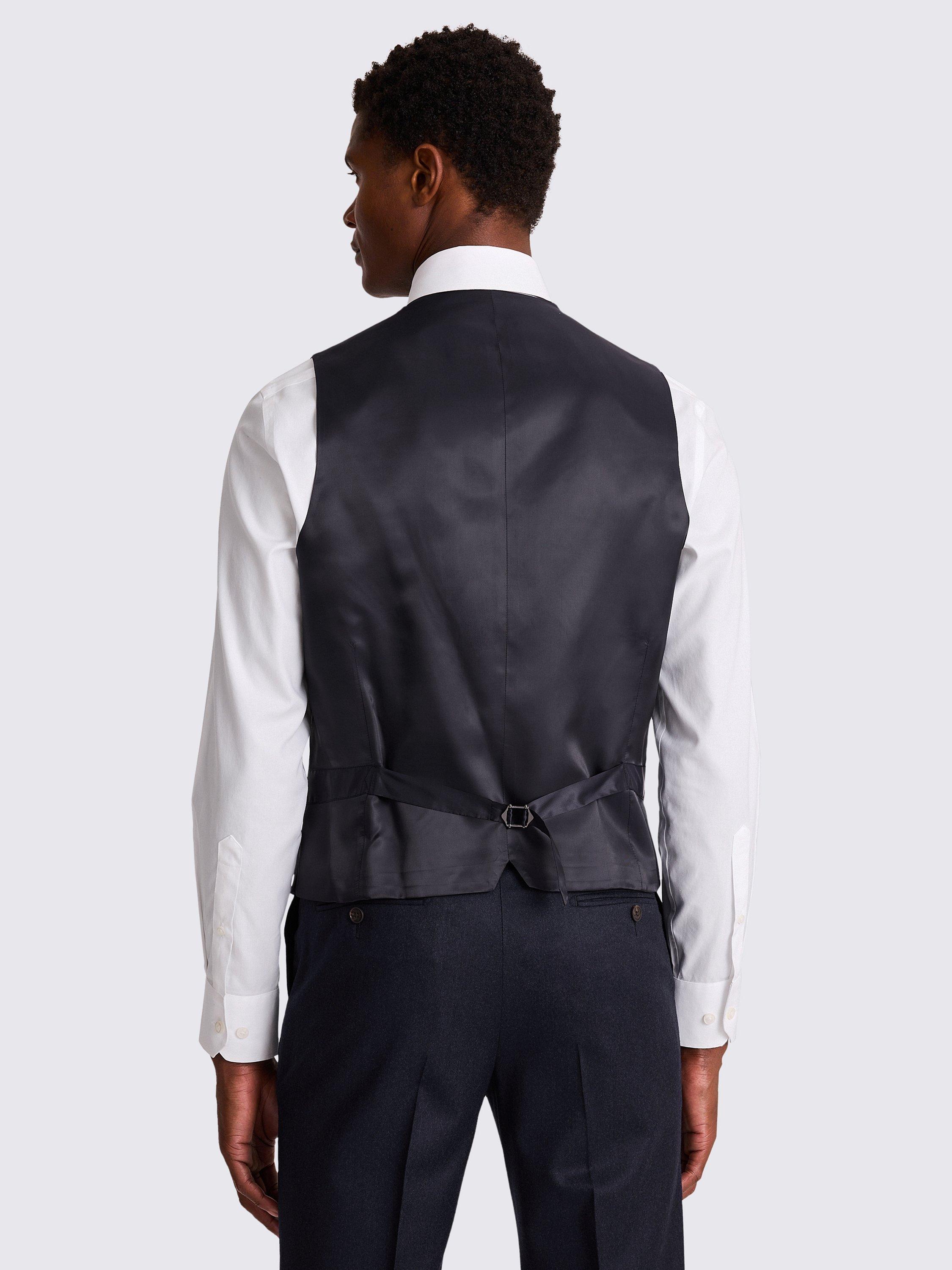 Product image 2 of 4, which shows Moss Italian Tailored Fit Wool Waistcoat, Plain Blue, 36R
