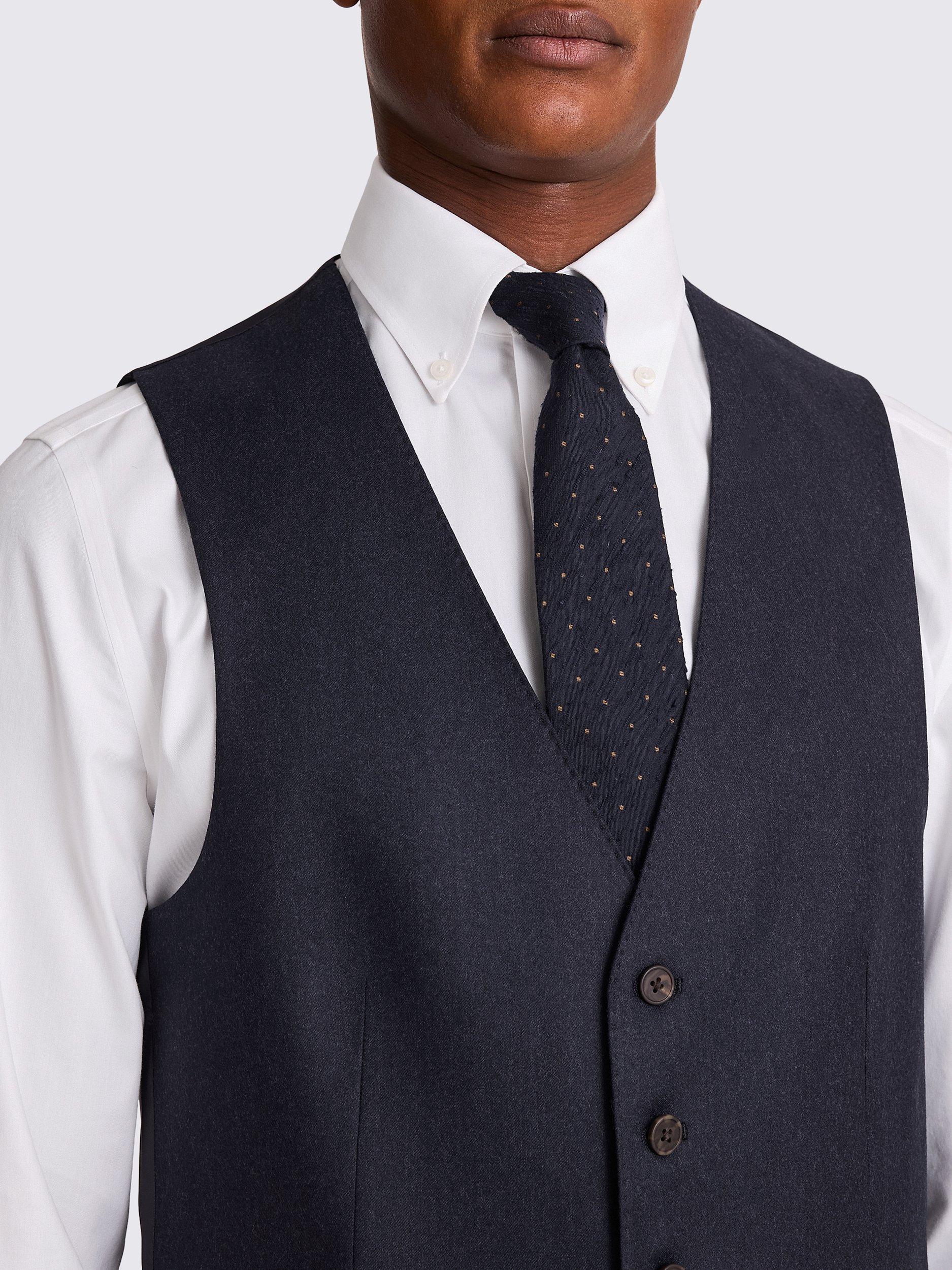 Product image 3 of 4, which shows Moss Italian Tailored Fit Wool Waistcoat, Plain Blue, 36R