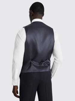 Moss Single Breasted Puppytooth Check Wool Blend Waistcoat, Navy - view 2, Navy