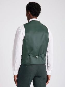 Moss Puppytooth Wool Blend Waistcoat, Dark Green - view 2, Dark Green