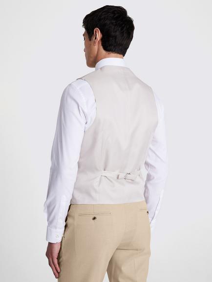 Moss Slim Fit Stretch Fabric Waistcoat, Taupe - view 2, Taupe