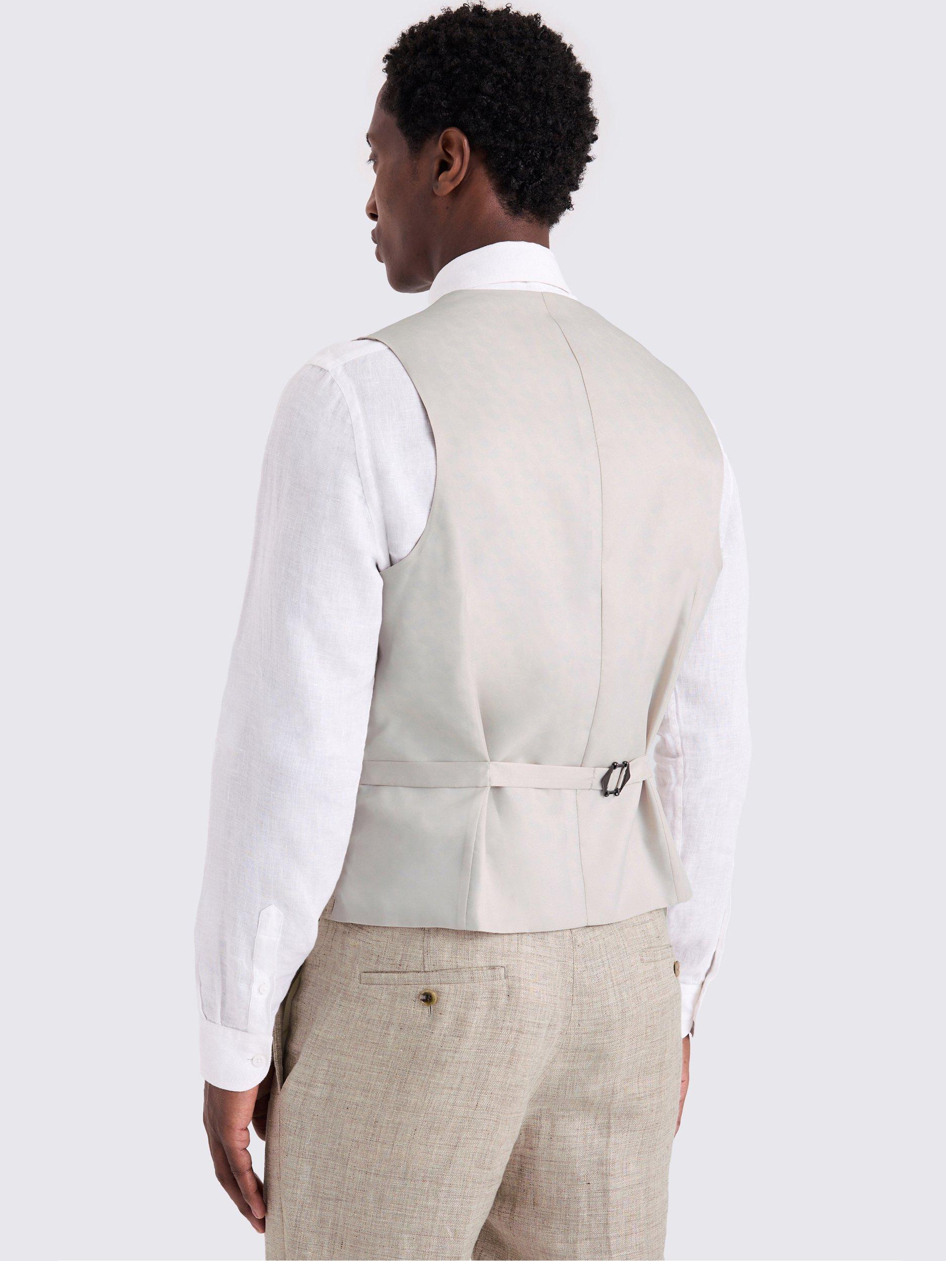 Product image 2 of 3, which shows Moss Tailored Fit Linen Waistcoat, Oatmeal, 34R