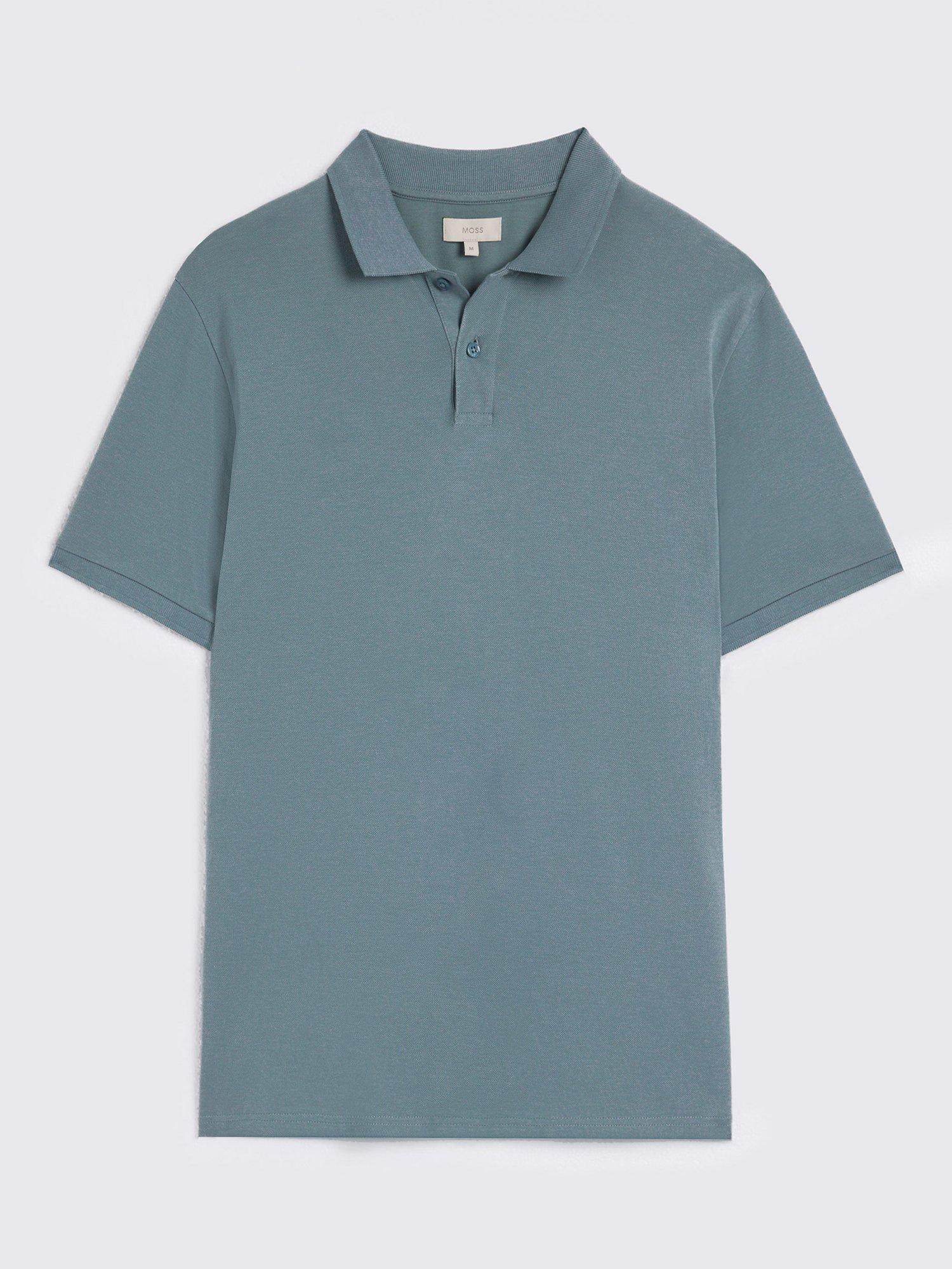 Moss Pique Short Sleeve Polo Shirt, Teal