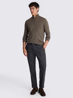 Moss Merino Zip-Neck Jumper - view 2, Dark Taupe