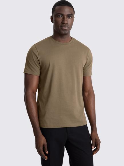 Moss Cotton Crew Neck T-Shirt, Dark Taupe