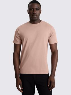 Moss Cotton Regular Fit Short Sleeve Crew Neck T-Shirt, Light Mauve
