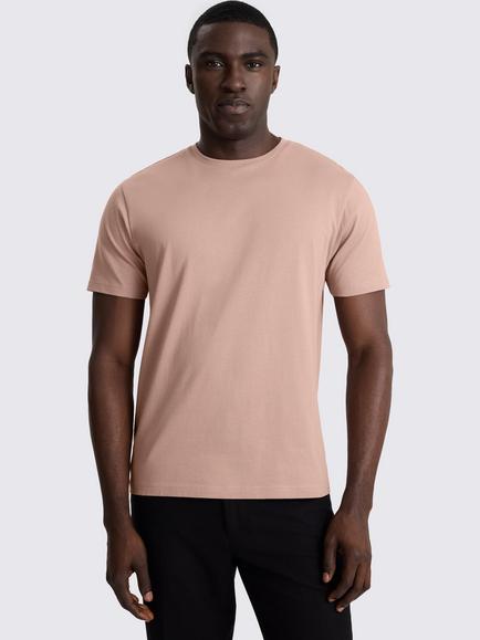 Moss Cotton Crew Neck T-Shirt, Light Mauve