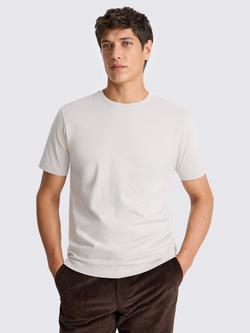 Moss Cotton Regular Fit Short Sleeve Crew Neck T-Shirt, Light Taupe