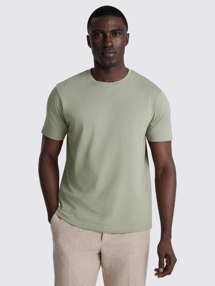 Moss Cotton Crew Neck T-Shirt, Sage Green