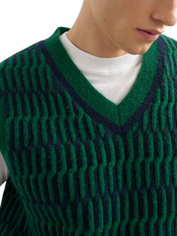 Topman Heavy Knit Vest Top, Green - view 2, Green