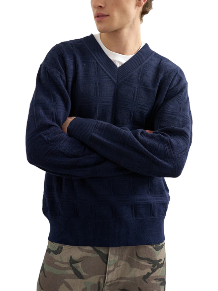 Topman Knit V-Neck Jumper, Navy, Navy