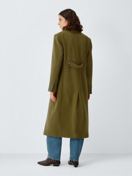 John Lewis Double Breasted Wool Blend Coat, Olive - view 2, Olive