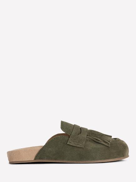 Boden Etta Ghillie Suede Mule Clogs, Deep Olive, Deep Olive