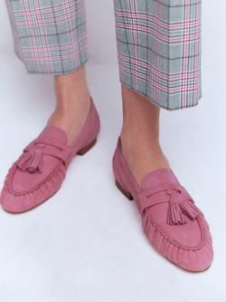 Boden Suede Soft Ruched Loafers, Pink Parfait - view 2, Pink Parfait