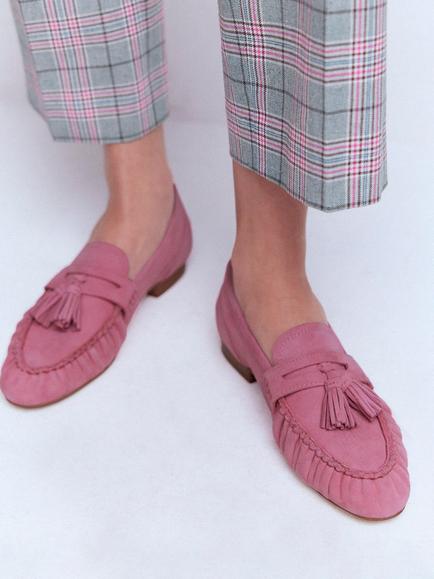 Boden Suede Soft Ruched Loafers, Pink Parfait - view 2, Pink Parfait