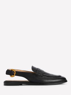 Boden Leather Slingback Penny Loafers, Black, Black