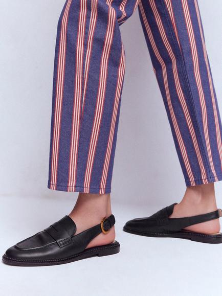 Boden Leather Slingback Penny Loafers, Black - view 2, Black