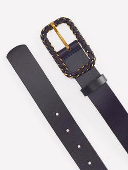 Boden Plait Buckle Pure Leather Belt, Navy - view 2, Navy