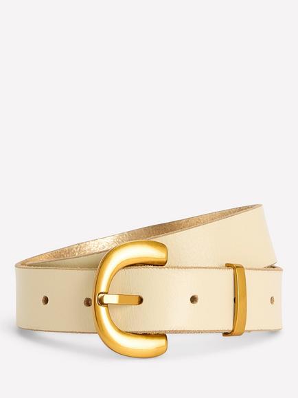 Boden Chunky Buckle Pure Leather Belt, Ecru
