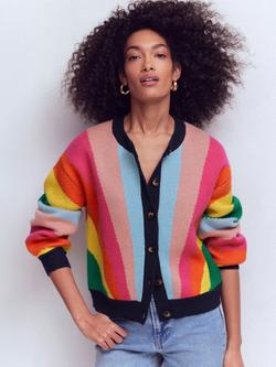 Boden Abi Stripe Wool Blend Cardigan, Multi - view 2, Multi