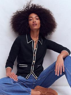 Boden Liz Colour Block Cardigan, Navy - view 2, Navy