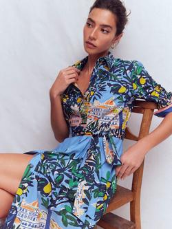 Boden Alexa Scene Shirt Dress, Multi - view 2, Multi