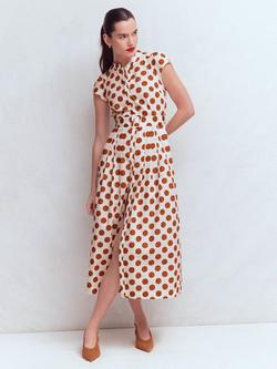 Boden Arabella Spot Shirt Dress, Argan Oil/Multi, Argan Oil/Multi