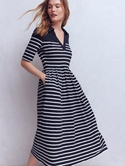 Boden Aria Stripe Jersey Midi Dress, Navy/Ivory, Navy/Ivory