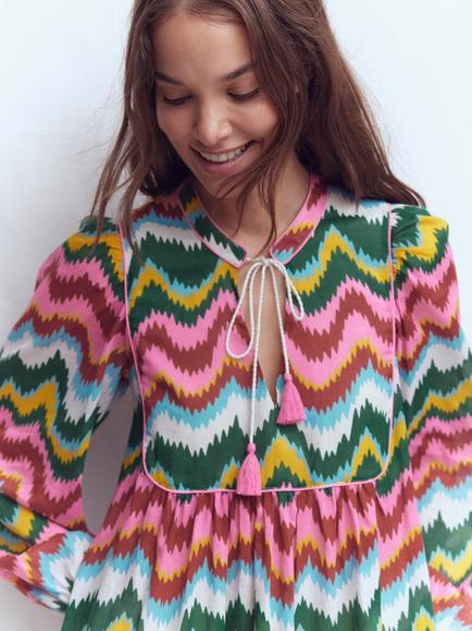 Boden Boho Chevron Maxi Dress, Multi - view 2, Multi