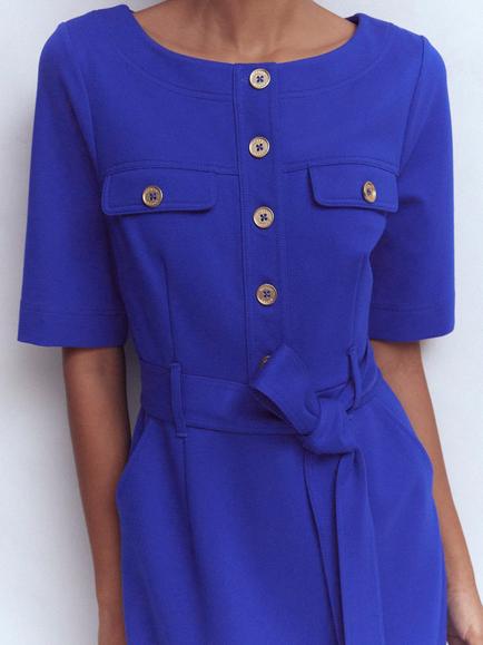 Boden Bria Ponte Shirt Dress, Bright Blue - view 2, Bright Blue