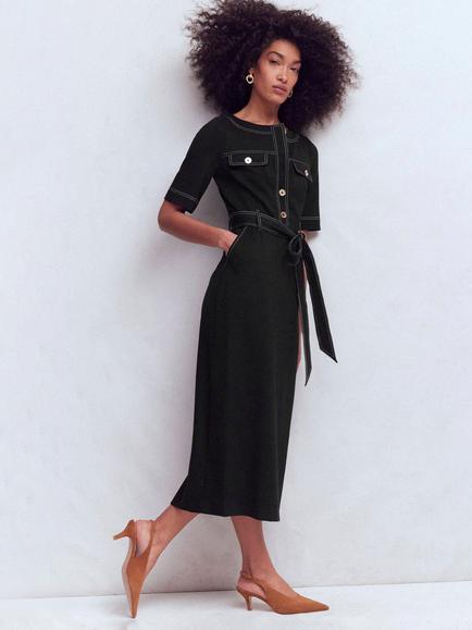 Boden Bria Ponte Shirt Dress containing LENZING™ ECOVERO™ Viscose, Black, Black