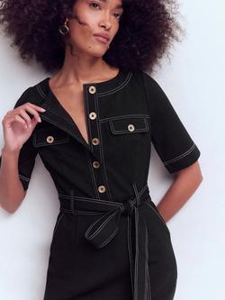 Boden Bria Ponte Shirt Dress containing LENZING™ ECOVERO™ Viscose, Black - view 2, Black