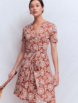 Boden Daisy Floral Jersey Dress, Chestnut/Multi, Chestnut/Multi