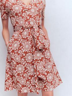 Boden Daisy Floral Jersey Dress, Chestnut/Multi - view 2, Chestnut/Multi