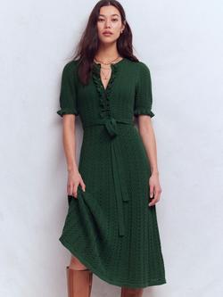 Boden Henley Pointelle Knit Midi Dress, Hunter Green, Hunter Green