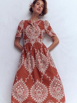 Boden Ivy Boho Scallop Maxi Dress, Rust, Rust