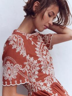 Boden Ivy Boho Scallop Maxi Dress, Rust - view 2, Rust