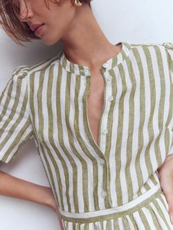 Boden Ivy Stripe Pure Linen Maxi Dress, Green - view 2, Green